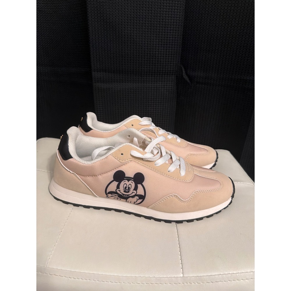 Disney Mickey Mouse Women Sneakers Blush Pink Tan Low Top Trainers Size 41